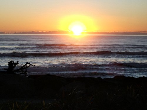 A magnificent West Coast sunset at Punakaiki