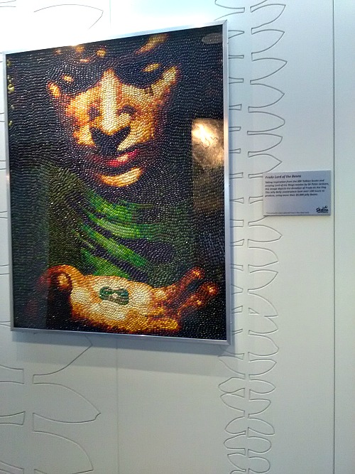 Jelly bean art showing Frodo from Lord of the Rings