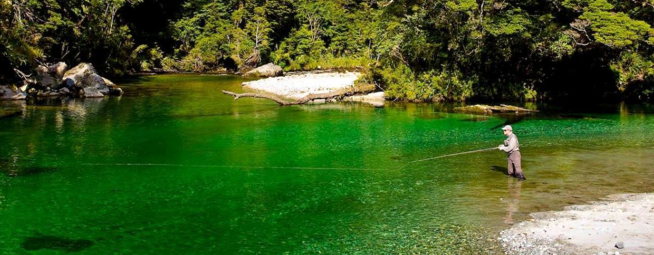 Fly fishing in the waters of Fiordland - pic courtesy Fiordland Lodge