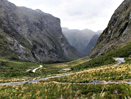 Jurassic Park? No, it's the Milford Sound Road West of the Homer Tunnel