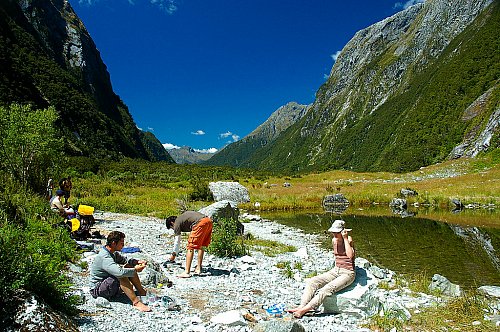 Taking a break on the Milford Track - our thanks to Wuhte for the image